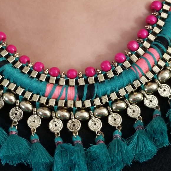 Boho Bib Tassel Necklace - Picture 2 of 3